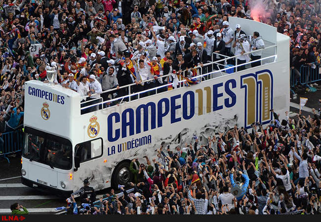 جشن خیابانی رئال مادرید برای قهرمانی در لیگ قهرمانان اروپا