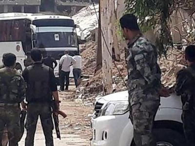آغاز چهارمین مرحله خروج عناصر مسلح از جنوب دمشق
