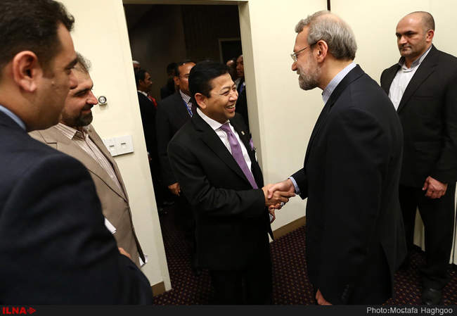 دیدار علی لاریجانی با رییس مجلس اندونزی