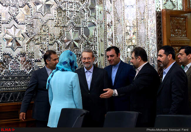 دیدار فدریکا موگرینی مسئول سیاست خارجی اتحادیه اروپا با علی لاریجانی رئیس مجلس شورای اسلامی