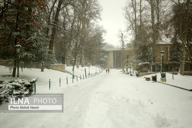 مجموعه فرهنگی-تاریخی نیاوران در یک روز برفی