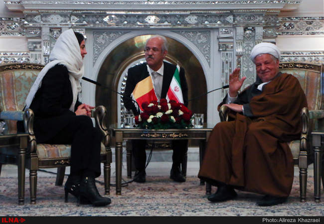 دیدار هاشمی رفسنجانی با کریستین دوفرین رئیس مجلس سنای بلژیک 