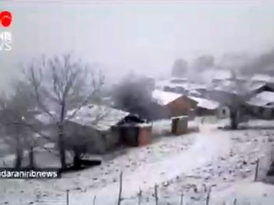 بارش برف پاییزی مناطق کوهستانی و ارتفاعات مازندران در هزارجریب بهشهر را سفیدپوش کرد + فیلم