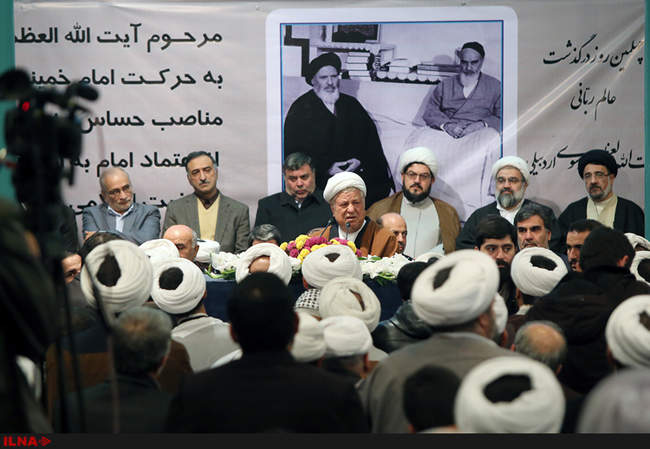 حضور آیت‌الله هاشمی رفسنجانی در مراسم چهلمین روز رحلت آیت الله موسو