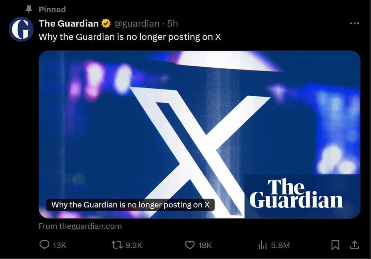گاردین با X خداحافظی کرد!