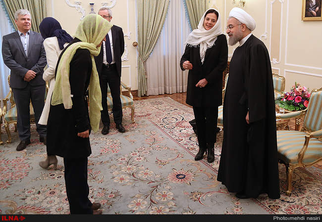 دیدار رئیس جمهور با کریستین دوفرین رئیس مجلس سنای بلژیک