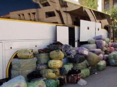 توقیف اتوبوس حامل البسه قاچاق میلیاردی در محور خوی - ماکو