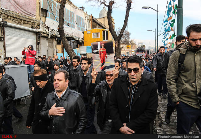 مراسم تشییع پیکر آتش‌نشان شهید سید احسان جامعی