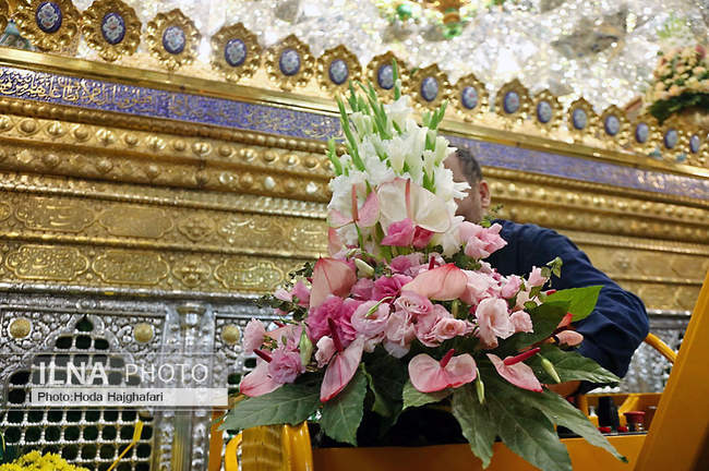 گل آرایی ضریح مطهر حضرت فاطمه معصومه 