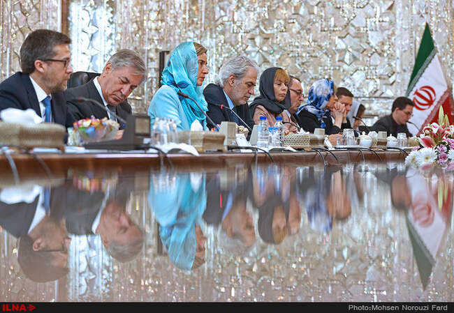 دیدار فدریکا موگرینی مسئول سیاست خارجی اتحادیه اروپا با علی لاریجانی رئیس مجلس شورای اسلامی