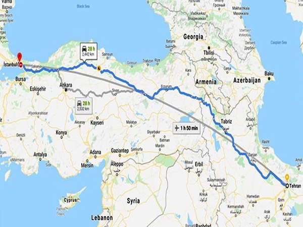 فاصله تهران استانبول چقدر است؟
