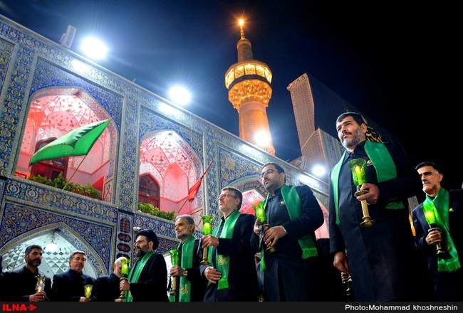 مراسم خطبه خوانی شب عاشورا در حرم مطهر رضوی‎