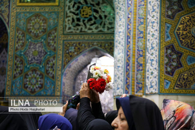 تعویض گل‌های ضریح حضرت امام رضا (ع)
