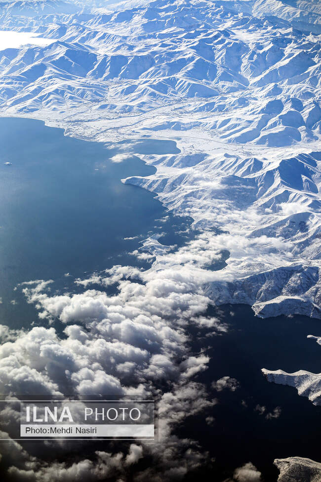 Aerial images of the snowy mountains on the border of Iran and Türkiye