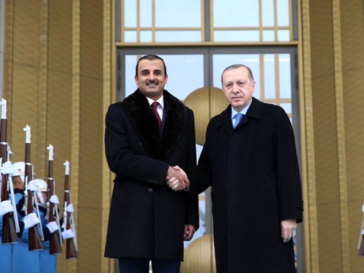میزبانی اردوغان از امیر قطر در کاخ ریاست‌جمهوری آنکارا