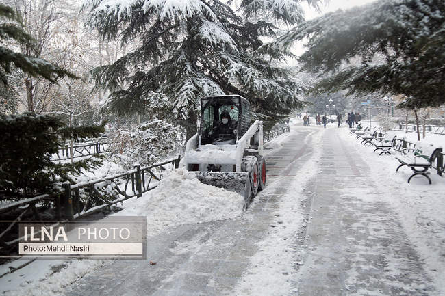 پارک ملت در یک روز برفی