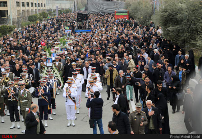 تشییع پیکر سه تن از شهدای کشتی سانچی  در مصلای تهران