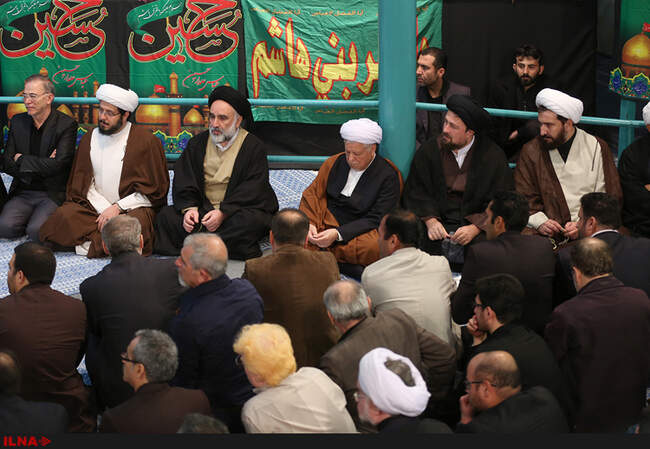 حضور آیت‌الله هاشمی رفسنجانی در مراسم عزاداری هیأت ایثارگران در حسینیه جماران