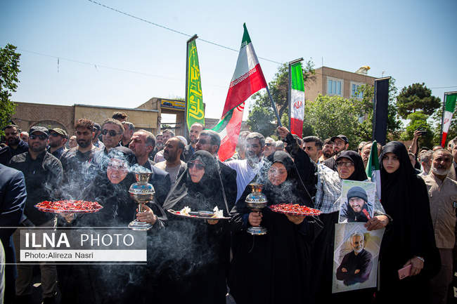 پیکر شهدای حمله رژیم صهیونیستی در قزوین تشییع شد