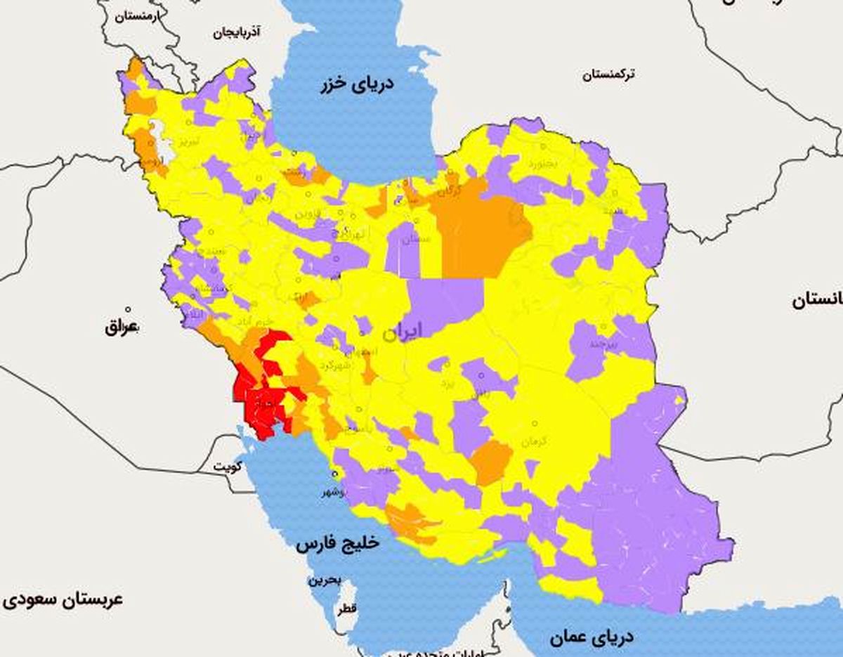 آخرین وضعیت رنگ بندی کرونایی شهرهای اصفهان/ اضافه شدن شهرهای قرمز و نارنجی در استان