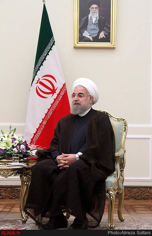 دیدار کلود بارتلون رئیس مجلس ملی فرانسه با حسن روحانی رئیس جمهور کشورمان