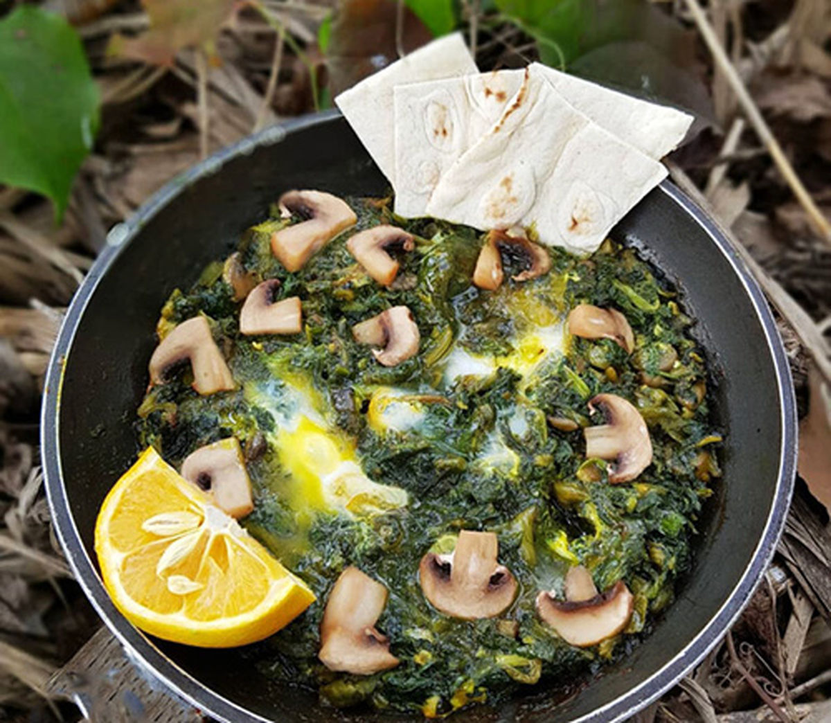 خوراک اسفناج و قارچ؛ غذای گیاهی و رژیمی 