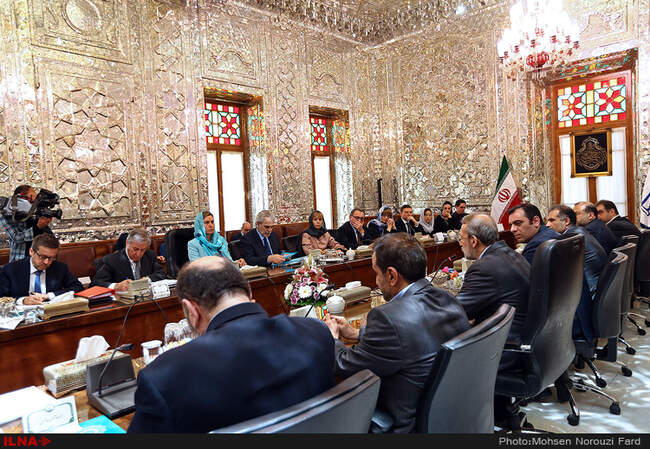 دیدار فدریکا موگرینی مسئول سیاست خارجی اتحادیه اروپا با علی لاریجانی رئیس مجلس شورای اسلامی