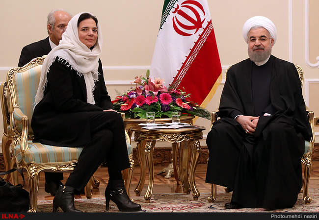 دیدار رئیس جمهور با کریستین دوفرین رئیس مجلس سنای بلژیک