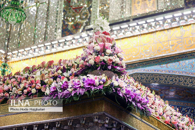 تعویض گل‌های ضریح حضرت امام رضا (ع)