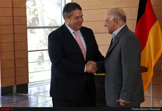 دیدار بیژن نامدار زنگنه وزیر نفت با زیگمار گابریل معاون صدر اعظم و وز