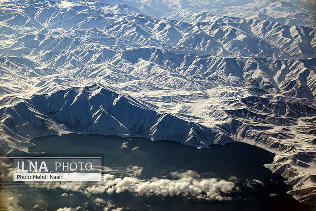 Aerial images of the snowy mountains on the border of Iran and Türkiye