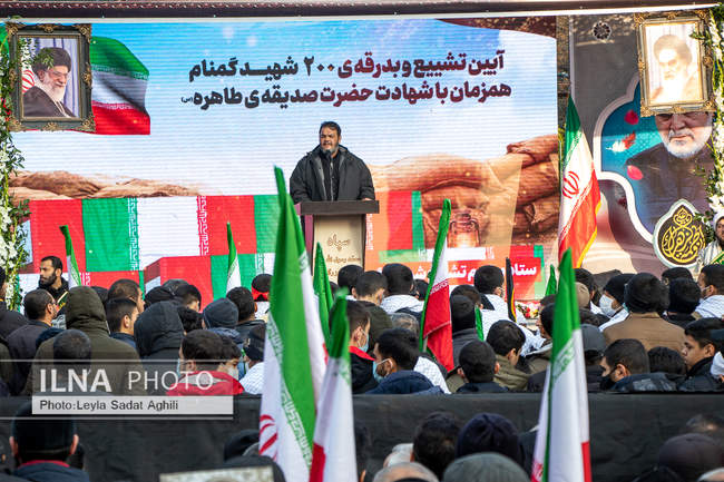 مراسم تشییع پیکر دویست شهید گمنام دوران دفاع مقدس در تهران-۱