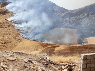 آتش سوزی بمو ازگله در شهرستان ثلاث باباجانی مهار شد