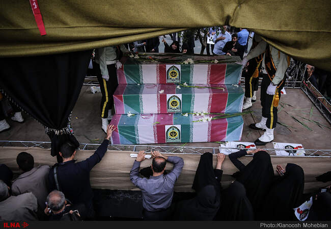 مراسم تشییع پیکر پاک 54 شهید دفاع مقدس نیروی انتظامی از مقابل دانشگاه تهران