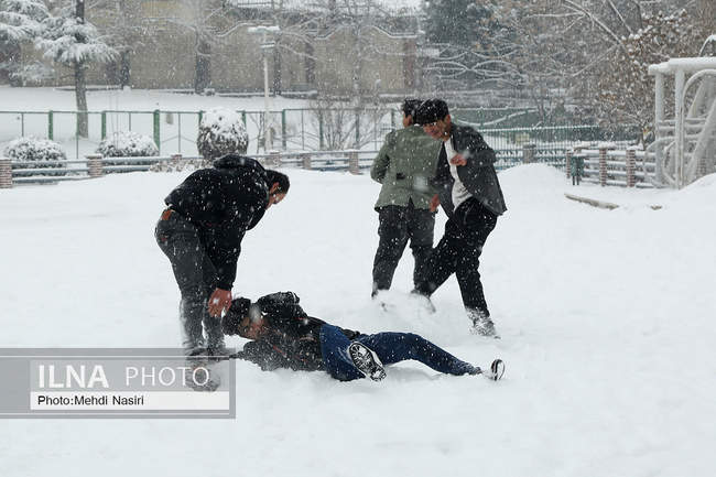 پارک ملت در یک روز برفی